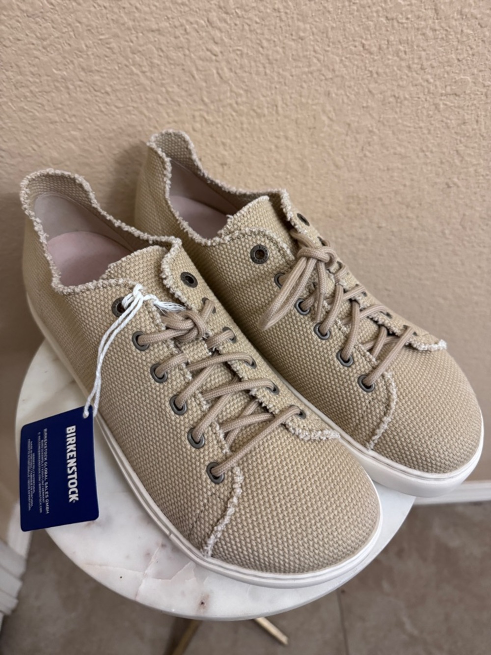 Women BIRKENSTOCK Bend Low Decon lace up canvas sneaker sandcastle EU41/US10